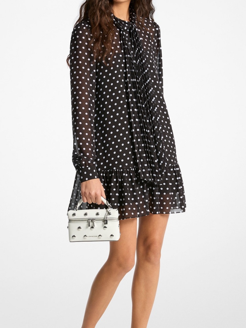 Michael Kors Dotted Pleated Bow Dress